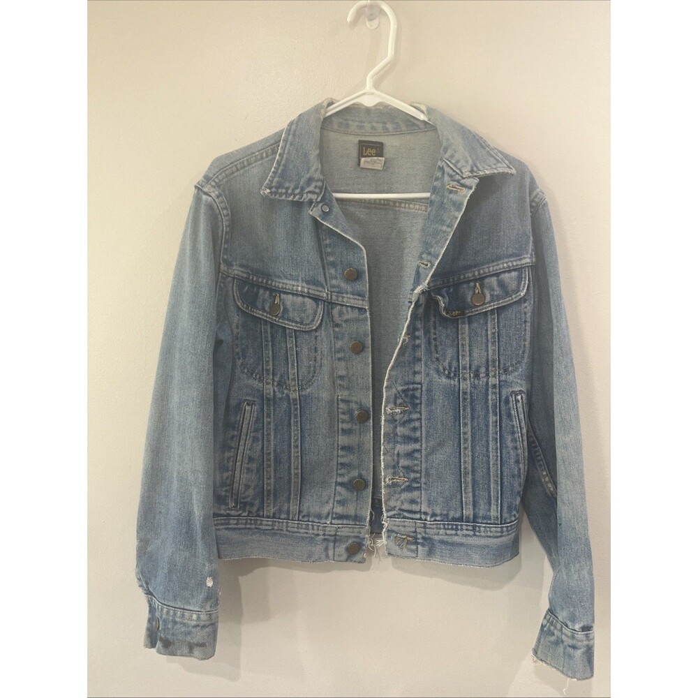 VTG 1970s Lee Riders Denim Jean Trucker Jacket Union USA Made 38R PATD 153438